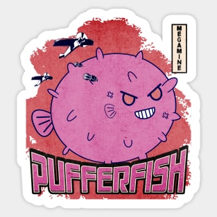 Giant Pufferfish Megamine, Epic Funny Monster Attack Sticker